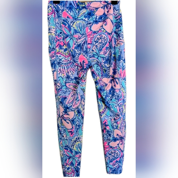 Lilly Pulitzer Luxletic Blue and Pink Leggings - Picture 3 of 5